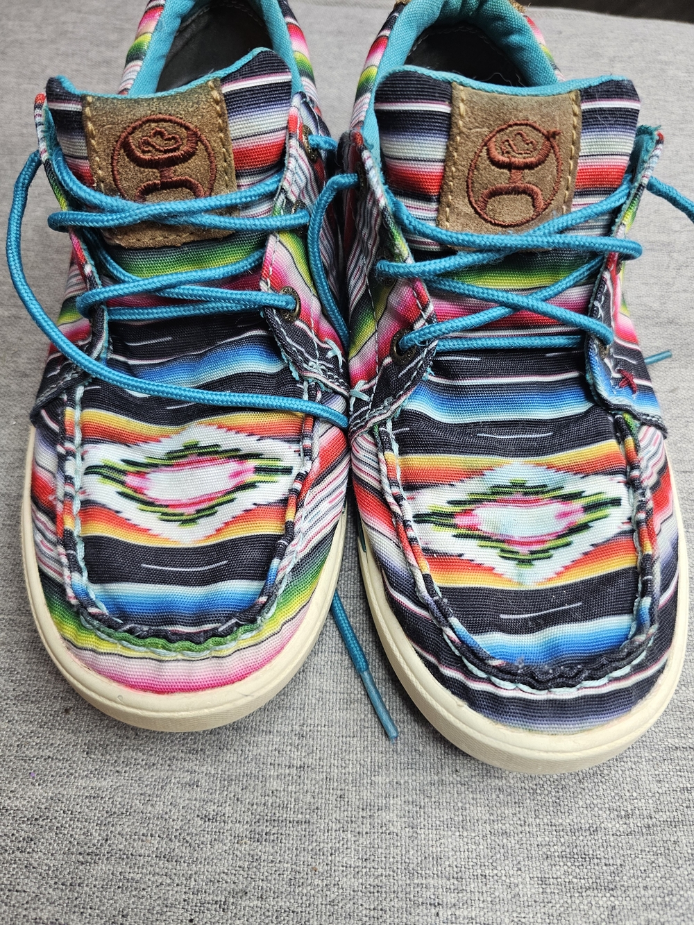 Twisted X Multicolor Aztec-Print Kids Sneakers with Turquoise Laces